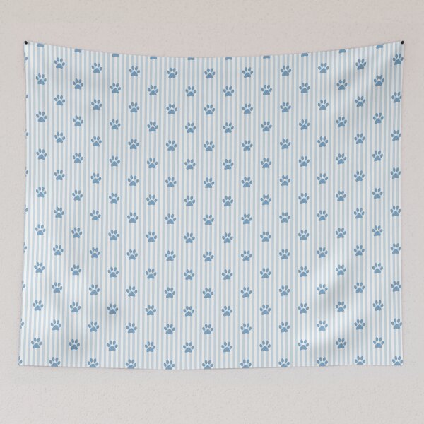 Item preview, Blue Paw Stripes Pattern | Soft Blue and White Striped Paw Design | Cute Dog Paw Print | Puppy Paws Pattern | Muted Blue Paws on Vertical Stripes | Cute Pet Lover Pattern designed and sold by VivaFy.