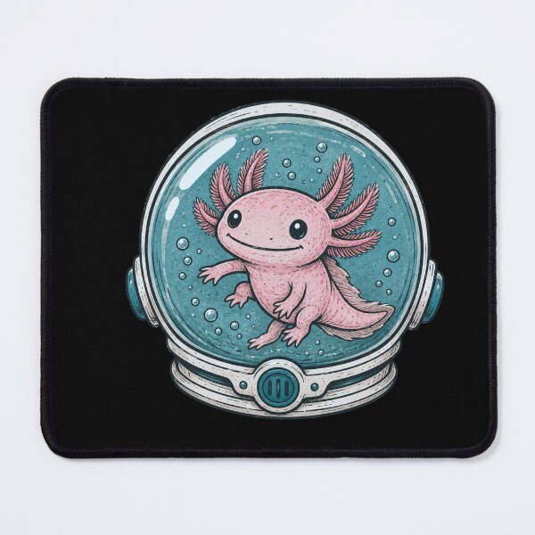 Item preview, Happy Pink Axolotl Floating in Water Filled Astronaut Helmet Retro Toy Packaging Style Space Art designed and sold by OnPointOutfits.
