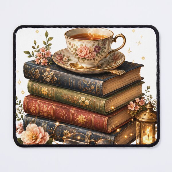 Item preview, Enchanted Book Stack with Floral Teacup and Lantern designed and sold by SneonStudioCo.