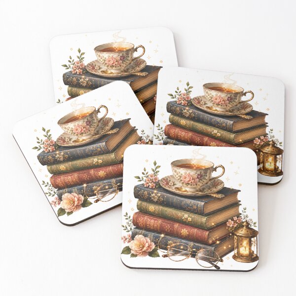 Item preview, Enchanted Book Stack with Floral Teacup and Lantern designed and sold by SneonStudioCo.