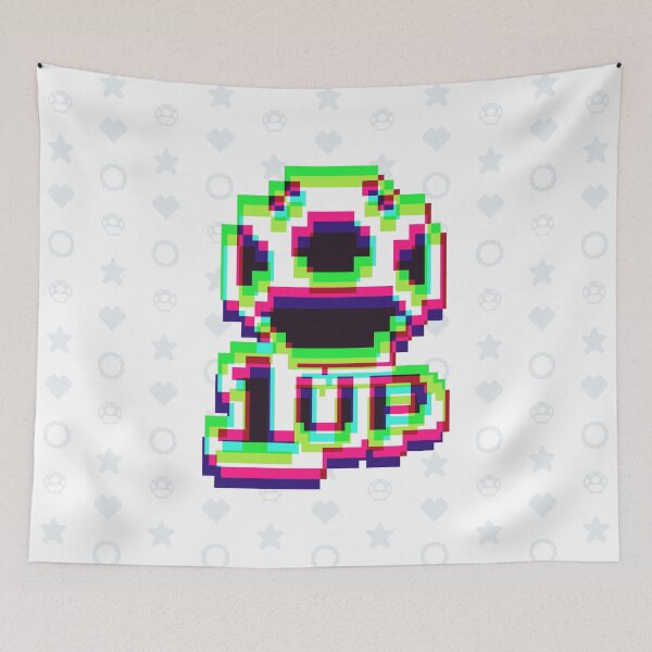 Item preview, 1up Mushroom Negative Synthwave - White designed and sold by animinimal.