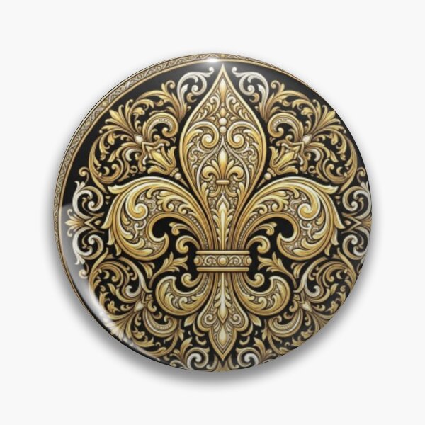 Item preview, Fleur De Lys Victorian Baroque Ornate Black Gold Elaborate Heraldic Emblem designed and sold by ProjectNoah.