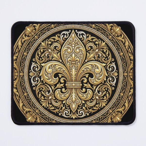 Item preview, Fleur De Lys Victorian Baroque Ornate Black Gold Elaborate Heraldic Emblem designed and sold by ProjectNoah.