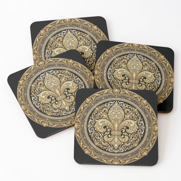 Item preview, Fleur De Lys Victorian Baroque Ornate Black Gold Elaborate Heraldic Emblem designed and sold by ProjectNoah.