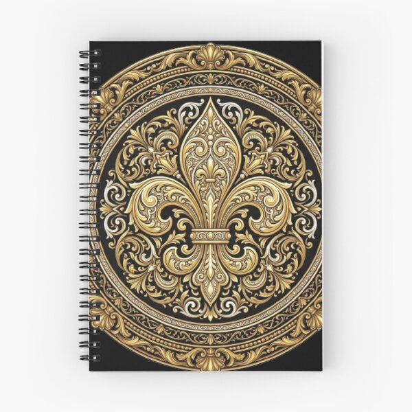 Item preview, Fleur De Lys Victorian Baroque Ornate Black Gold Elaborate Heraldic Emblem designed and sold by ProjectNoah.