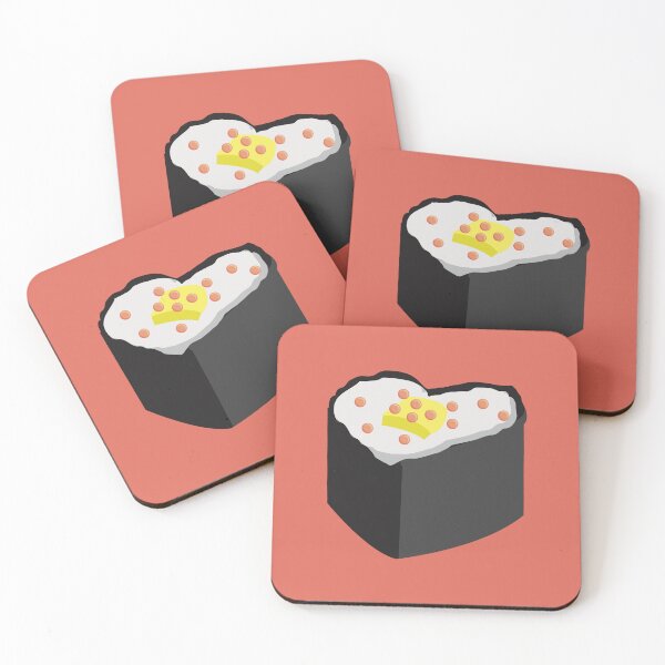 Item preview, Sushi Heart (on Pink-Orange) designed and sold by PawsitiveMum3.