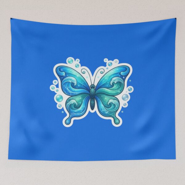 Item preview, Beautiful Blue Water Wave Butterfly Sticker Art Design designed and sold by Azurart2.