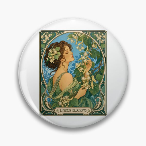 Item preview, Linden Blossoms Art Nouveau Woman Floral Design designed and sold by AntiqueImages.
