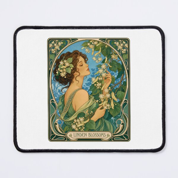 Item preview, Linden Blossoms Art Nouveau Woman Floral Design designed and sold by AntiqueImages.