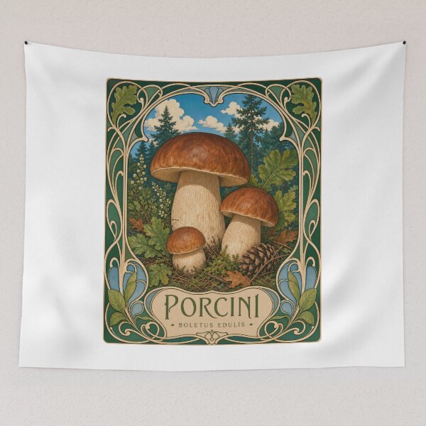 Item preview, Porcini Mushroom Art Nouveau Botanical Fungi designed and sold by AntiqueImages.