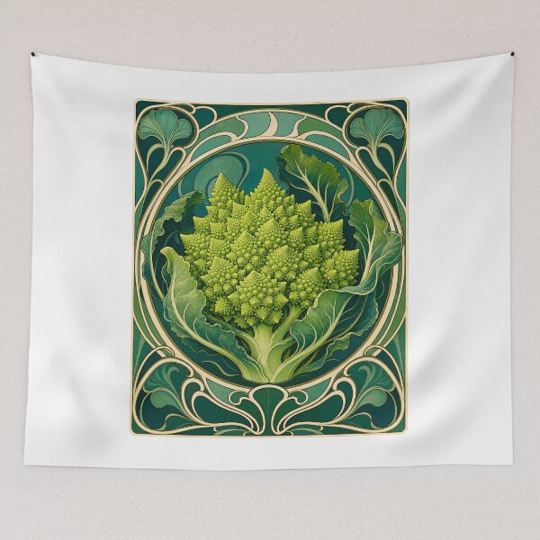 Item preview, Romanesco Broccoli Art Nouveau Botanical Veggie designed and sold by AntiqueImages.