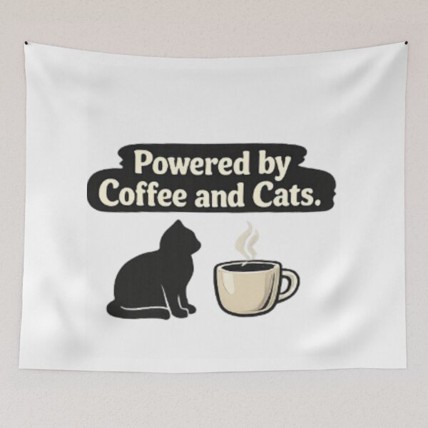 Item preview, Powered by Coffee and Cats | Funny Cat Lover Coffee Lover Vintage Design designed and sold by ser-Ile.