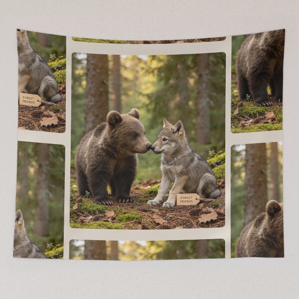 Item preview, Cute Bear Cub Wolf Pup Forest Friends Wildlife designed and sold by BagFactoryUK.
