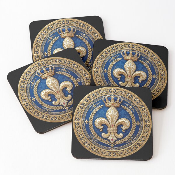 Item preview, Fleur De Lys Royal Premium Gold Deep Blue Luxury Heraldic Emblem designed and sold by ProjectNoah.