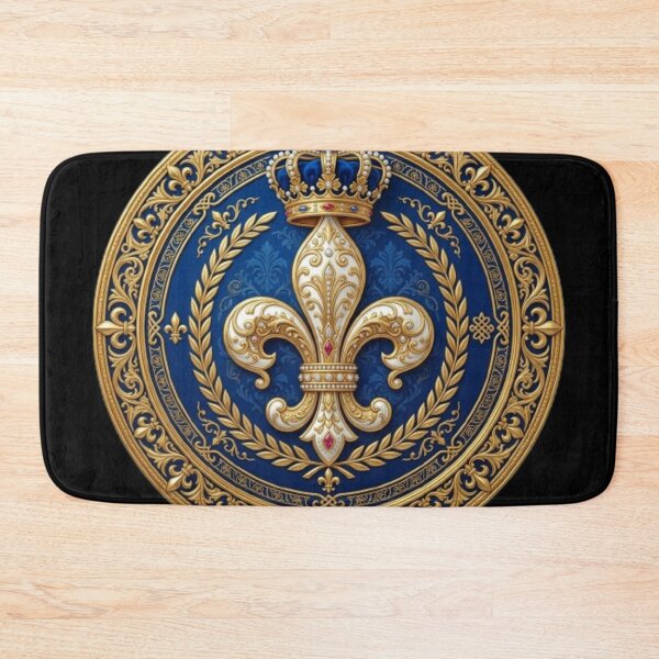 Item preview, Fleur De Lys Royal Premium Gold Deep Blue Luxury Heraldic Emblem designed and sold by ProjectNoah.