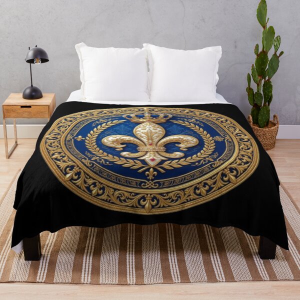 Item preview, Fleur De Lys Royal Premium Gold Deep Blue Luxury Heraldic Emblem designed and sold by ProjectNoah.