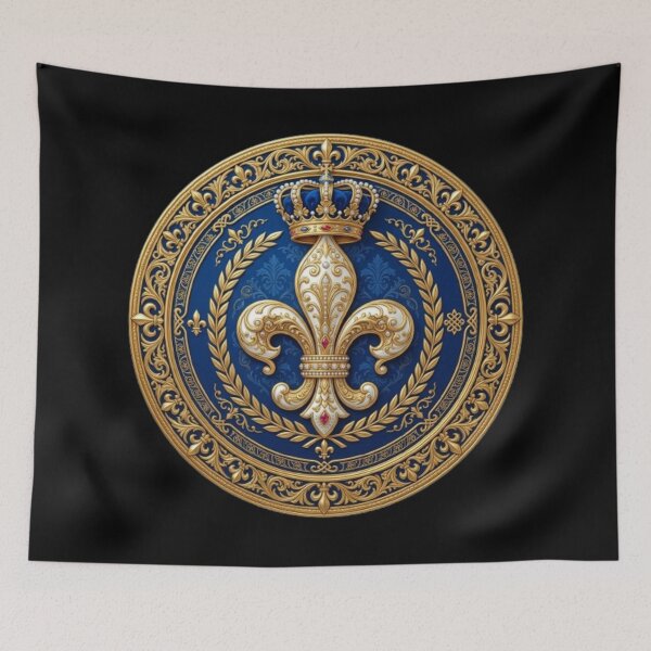 Item preview, Fleur De Lys Royal Premium Gold Deep Blue Luxury Heraldic Emblem designed and sold by ProjectNoah.