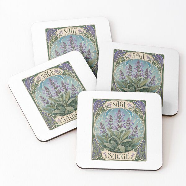 Item preview, Art Nouveau Sage Herb Botanical Plant Illustration designed and sold by AntiqueImages.