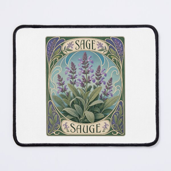 Item preview, Art Nouveau Sage Herb Botanical Plant Illustration designed and sold by AntiqueImages.