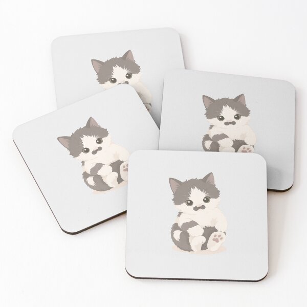 Item preview, Cute Mustache Kitten Sticker | Kawaii Chibi Cat | Minimal Pastel Cat Illustration designed and sold by Art Fly.