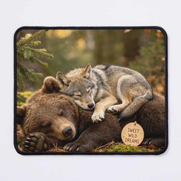 Item preview, Sweet Wild Dreams Sleeping Bear Wolf Forest Animals designed and sold by BagFactoryUK.