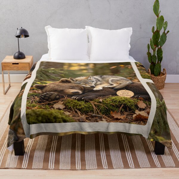 Item preview, Sweet Wild Dreams Sleeping Bear Wolf Forest Animals designed and sold by BagFactoryUK.