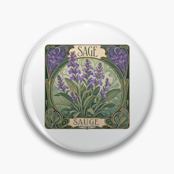 Item preview, Art Nouveau Sage Herb Botanical Plant Lover designed and sold by AntiqueImages.