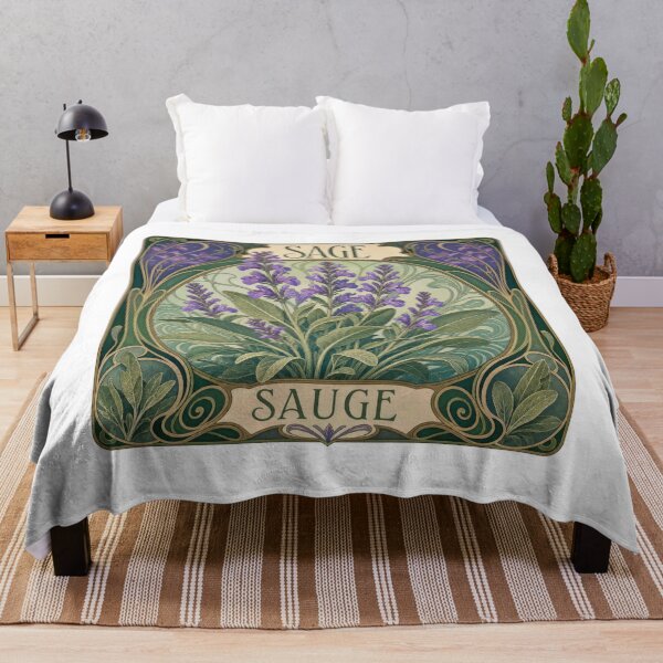 Item preview, Art Nouveau Sage Herb Botanical Plant Lover designed and sold by AntiqueImages.