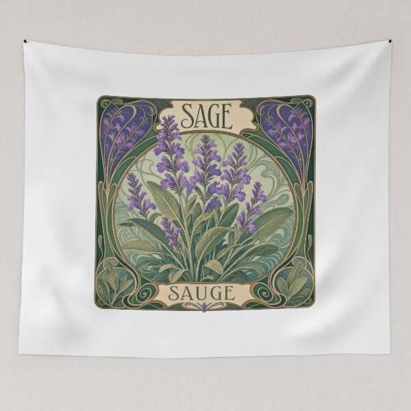 Item preview, Art Nouveau Sage Herb Botanical Plant Lover designed and sold by AntiqueImages.