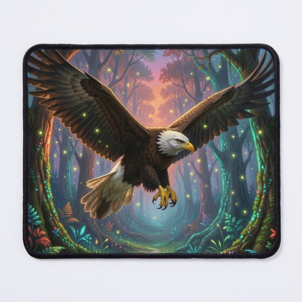 Item preview,  Romanticism Style Eagle Flying in Enchanted Woods Ethereal Shadows Art designed and sold by TaBogroupsRed.