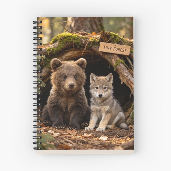 Item preview, Cute Bear Cub Wolf Pup Tiny Forest Friends Den designed and sold by BagFactoryUK.