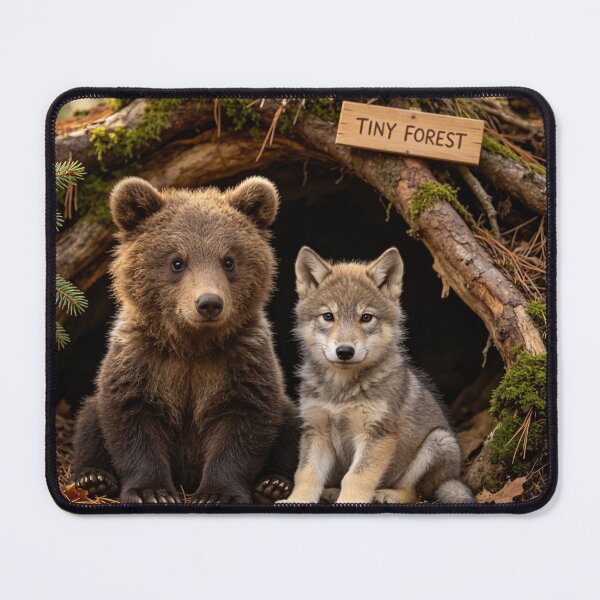 Item preview, Cute Bear Cub Wolf Pup Tiny Forest Friends Den designed and sold by BagFactoryUK.
