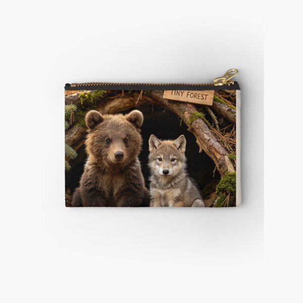 Item preview, Cute Bear Cub Wolf Pup Tiny Forest Friends Den designed and sold by BagFactoryUK.