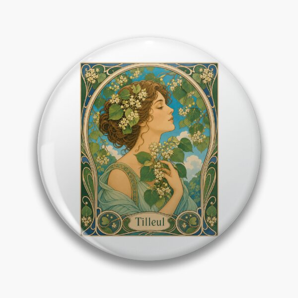 Item preview, Art Nouveau Woman Linden Flowers Tilleul Art designed and sold by AntiqueImages.