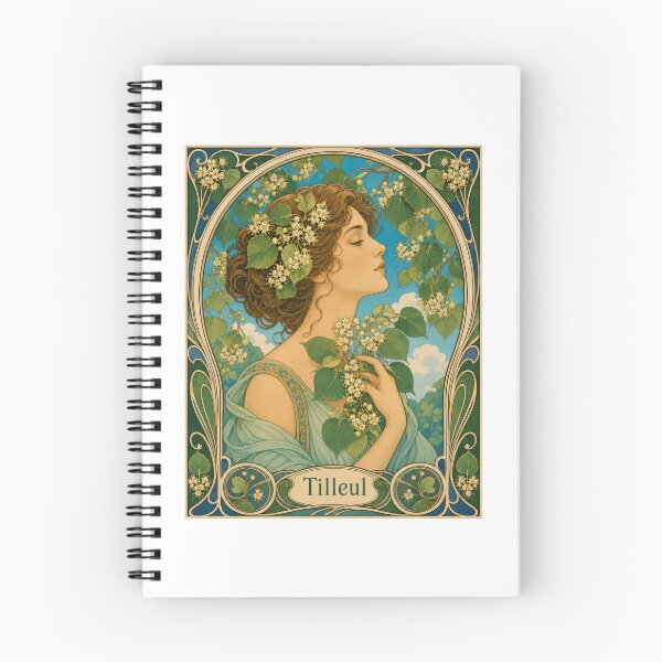 Item preview, Art Nouveau Woman Linden Flowers Tilleul Art designed and sold by AntiqueImages.