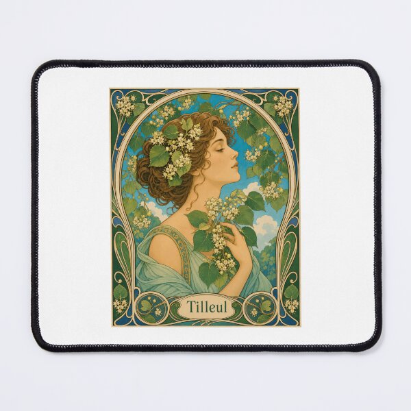 Item preview, Art Nouveau Woman Linden Flowers Tilleul Art designed and sold by AntiqueImages.