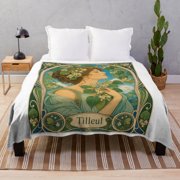 Item preview, Art Nouveau Woman Linden Flowers Tilleul Art designed and sold by AntiqueImages.