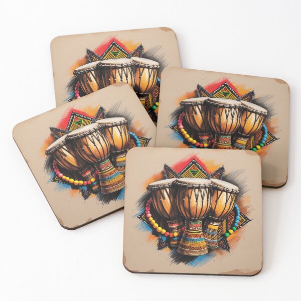 Item preview, Vibrant African Drums with Beaded Accents designed and sold by 'VARI'.