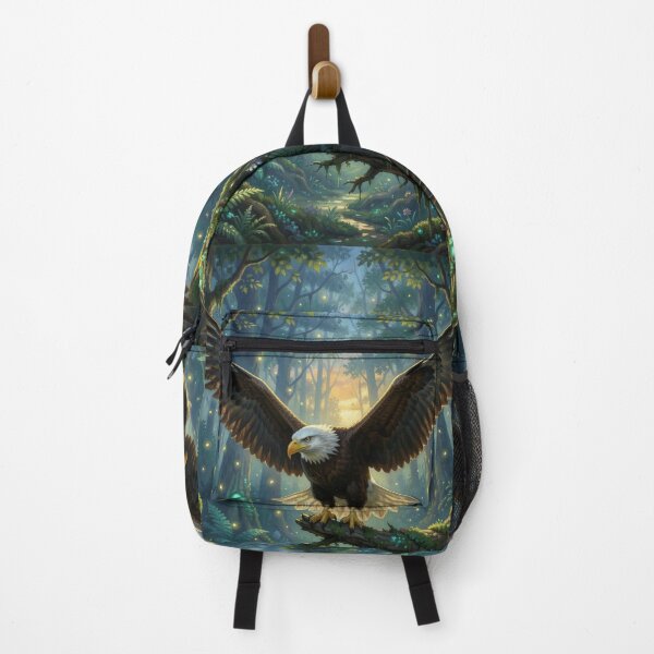 Item preview, Majestic Eagle Wings Surrounded by Dancing Fireflies Detailed Nature Print designed and sold by TaBogroupsRed.