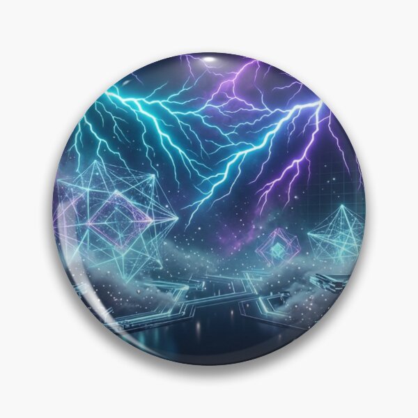 Item preview, Neon Lightning Cyber Storm Fantasy Art | Electric Blue & Purple Sci-Fi Illustration designed and sold by DervoTeck2767.