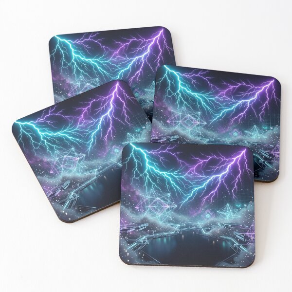Item preview, Neon Lightning Cyber Storm Fantasy Art | Electric Blue & Purple Sci-Fi Illustration designed and sold by DervoTeck2767.