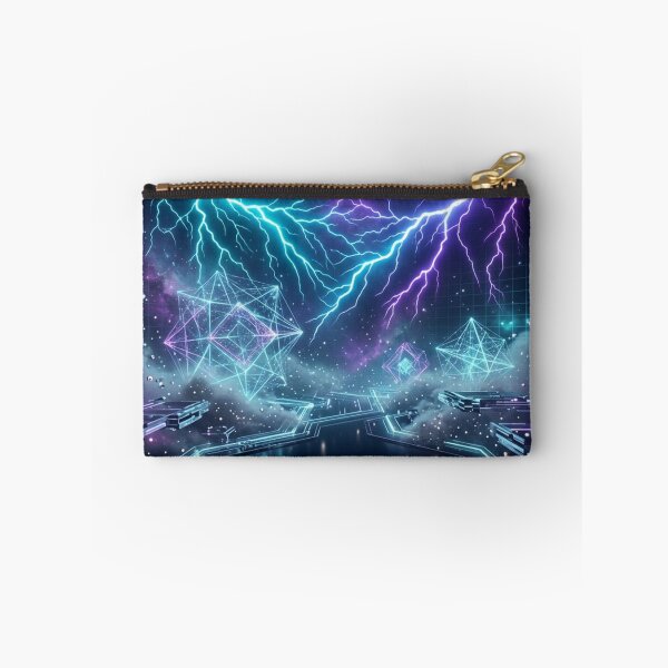 Item preview, Neon Lightning Cyber Storm Fantasy Art | Electric Blue & Purple Sci-Fi Illustration designed and sold by DervoTeck2767.