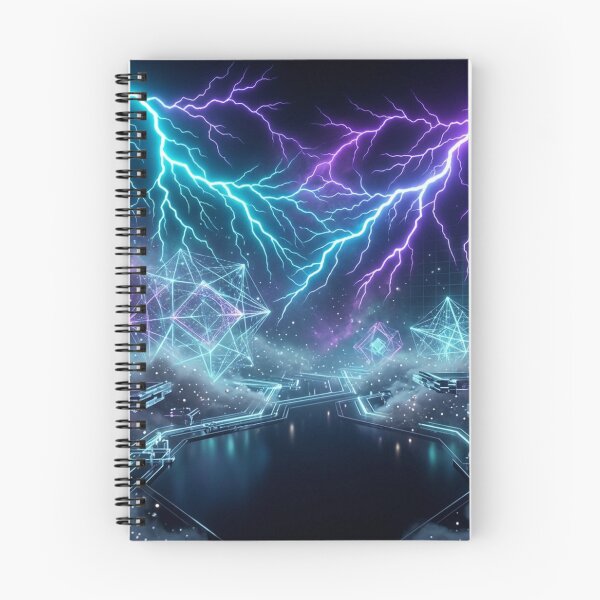 Item preview, Neon Lightning Cyber Storm Fantasy Art | Electric Blue & Purple Sci-Fi Illustration designed and sold by DervoTeck2767.