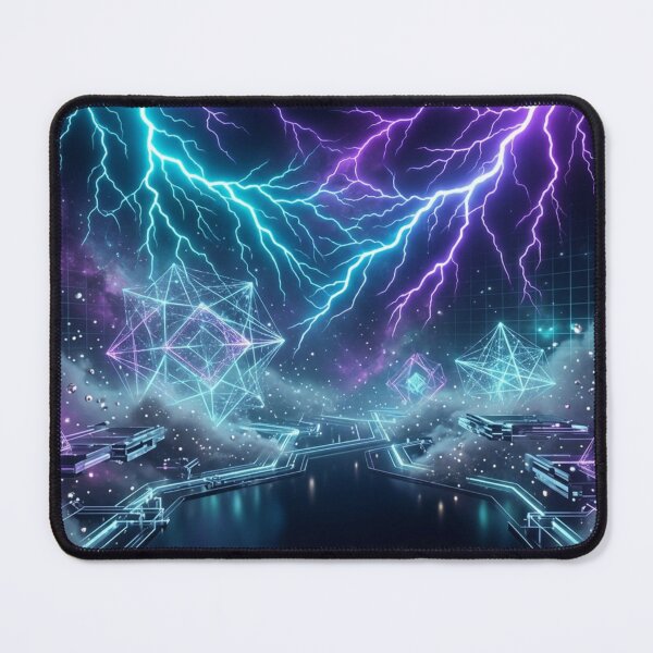 Item preview, Neon Lightning Cyber Storm Fantasy Art | Electric Blue & Purple Sci-Fi Illustration designed and sold by DervoTeck2767.