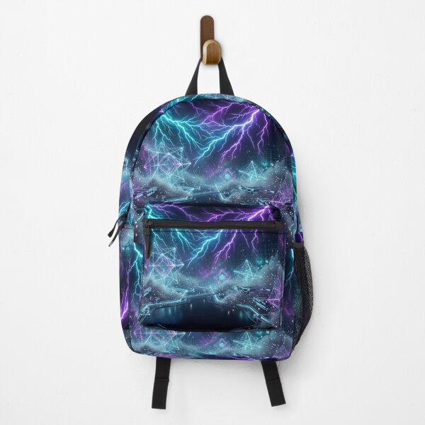 Item preview, Neon Lightning Cyber Storm Fantasy Art | Electric Blue & Purple Sci-Fi Illustration designed and sold by DervoTeck2767.