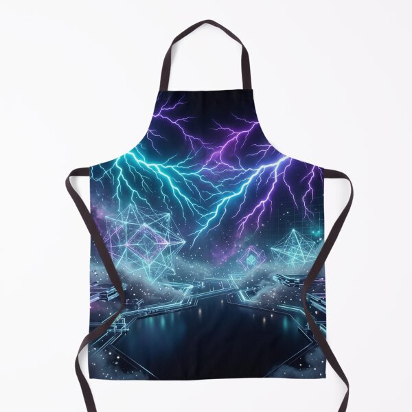 Item preview, Neon Lightning Cyber Storm Fantasy Art | Electric Blue & Purple Sci-Fi Illustration designed and sold by DervoTeck2767.