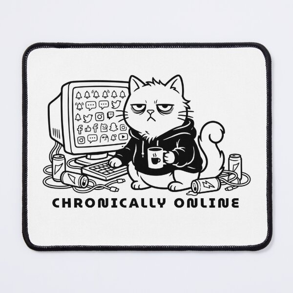 Item preview, Chronically Online Grumpy Cat Retro Internet Meme designed and sold by Meow-gical Wear.