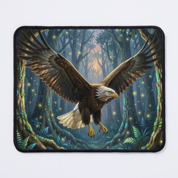 Item preview, John James Audubon Inspired Majestic Eagle Flight in Glowing Forest Canvas designed and sold by TaBogroupsRed.