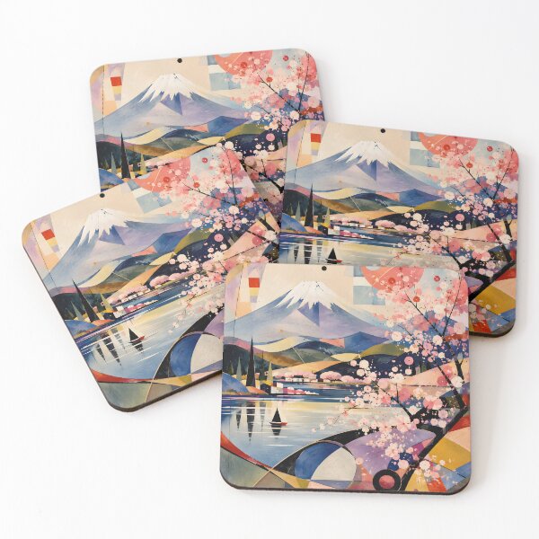 Item preview, Mount Fuji Cherry Blossoms – Geometric Japanese Spring Landscape designed and sold by GutyzDesignsES.