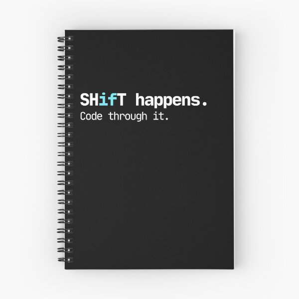 Item preview, Shift Happens, Code Through It — Dark Mode Programmer Pun designed and sold by AnilaPike Studio.